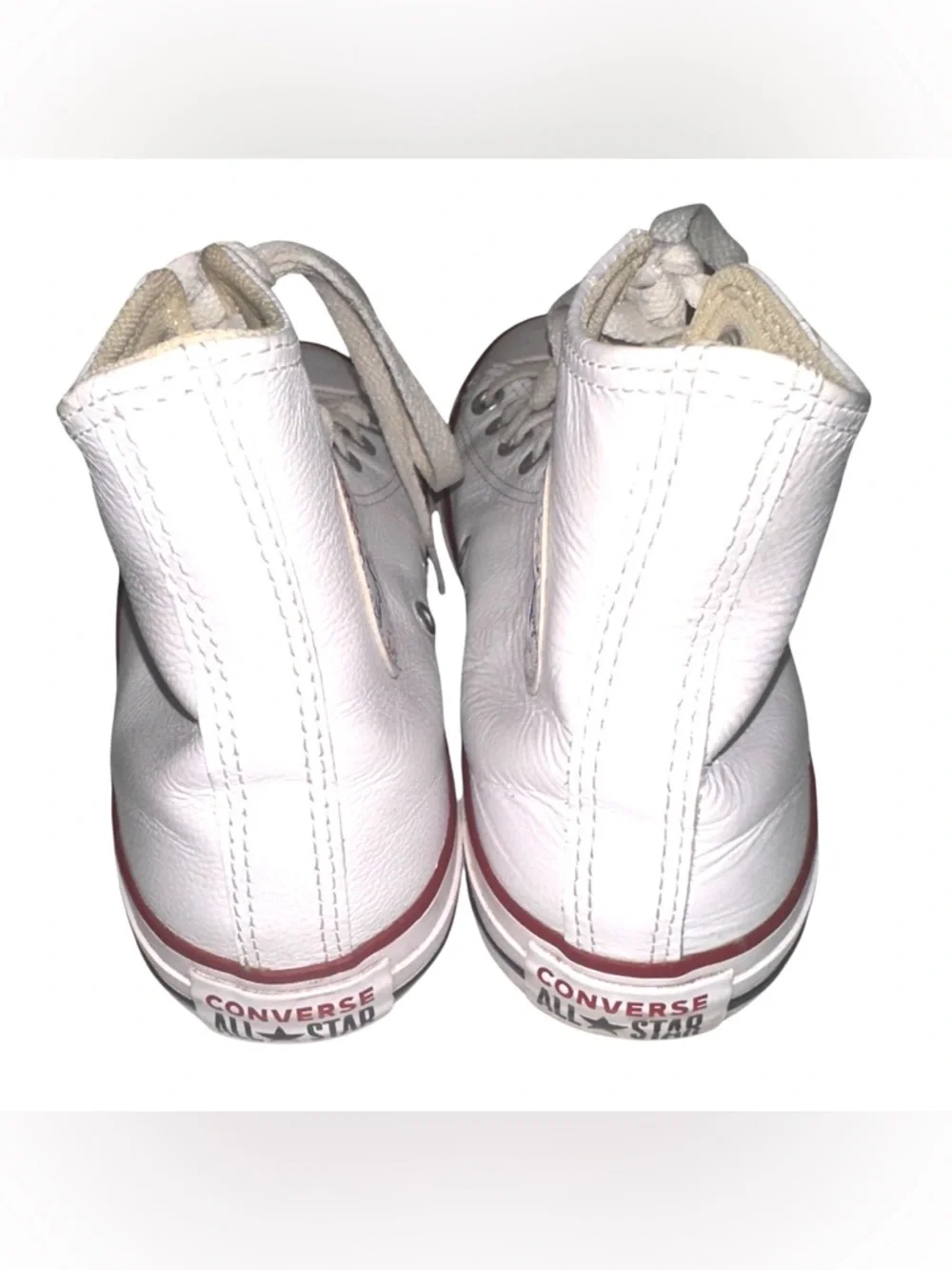 Converse White Leather All Star High Top Sneakers Unisex Size W8.5 M6.5 - Picture 7 of 12